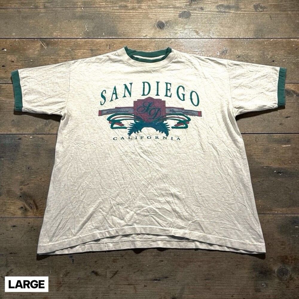 Vintage 90s San Diego T-shirt California Mens LARGE Gray Graphic Tee